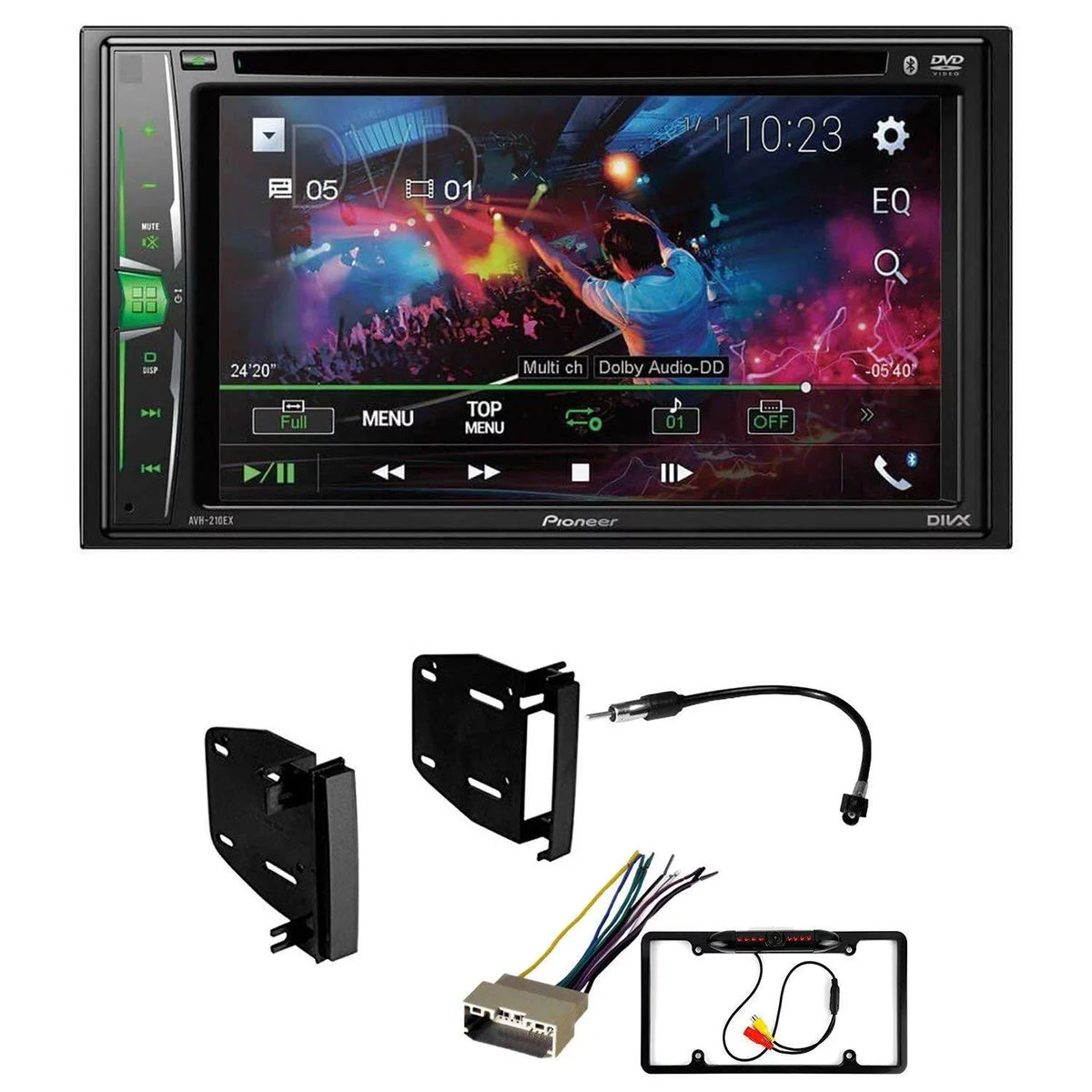 Camera/Installation Digital DVD/CD 2008-2010 Chrysler KIT4688 Kit/in-Dash AM/FM 6.2" Stereo with Bundle Pioneer Receiver WVGA W/ DIN Media 300 Car Bluetooth/Backup Double for Touchscreen