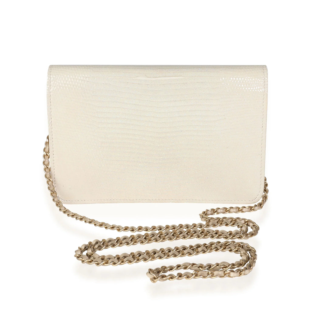 Pre-Owned on Class Gold Chain Metallic Wallet Lizard Golden