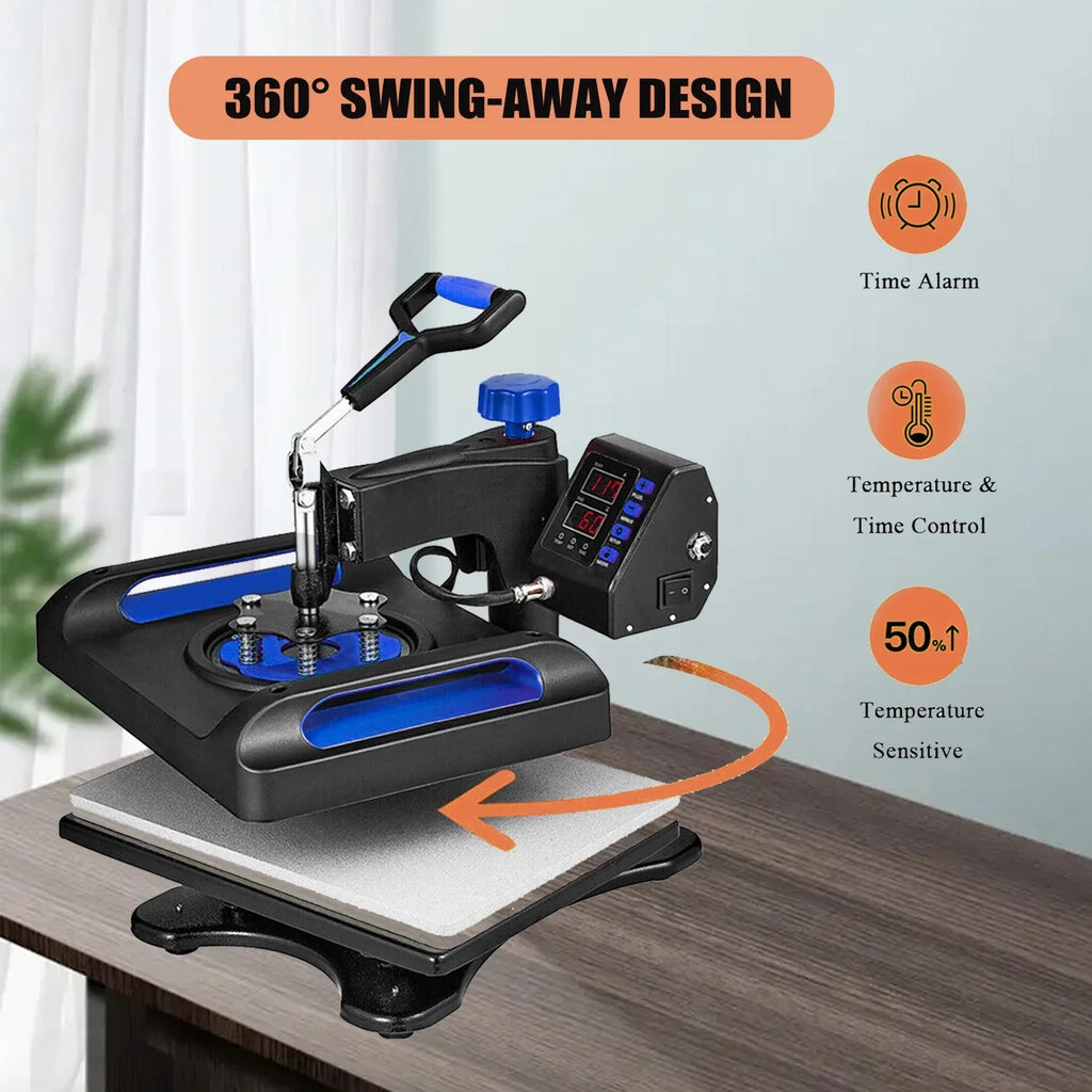 Printer T-Shirts, 1, Away 8 Printing, Sublimation Swing Inches 360 Printer, Pillow, 15 x in Bag, LCD Transfer Transfer Machine Canvas Press Precise Banner for Vinyl Control 15 Digital Blue Heat