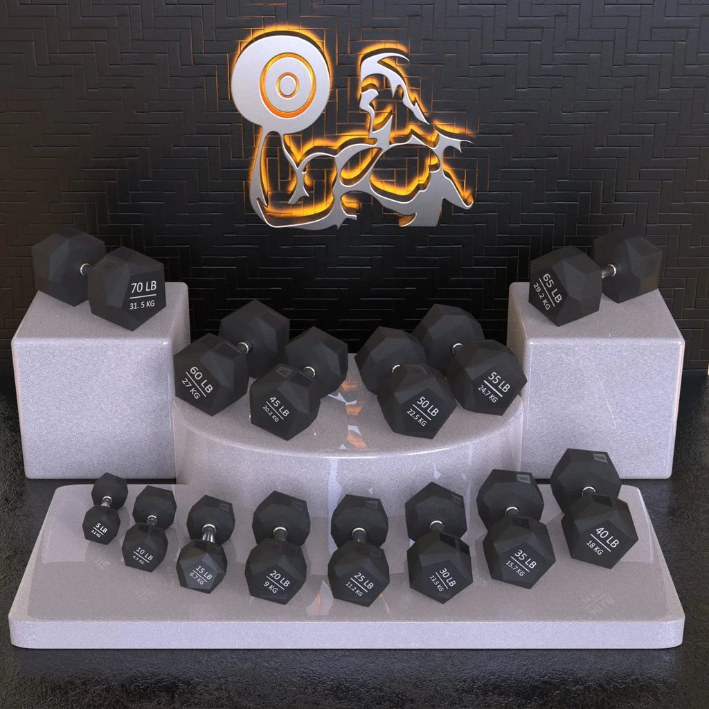 '- Dumbbell Nordic Workout Iron Prism for Encased Cast Training Rubber to by 5 Lb Lifting and 70 Home for Strength Gym Lb