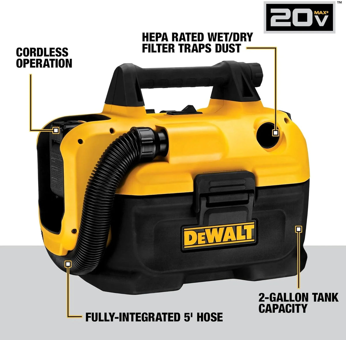 Wet-Dry 12.30 x Tool Only Inch Inch Cordless 20V Inch Vacuum, Yellow, 17.10 (DCV580H),Black, 12.80 x MAX