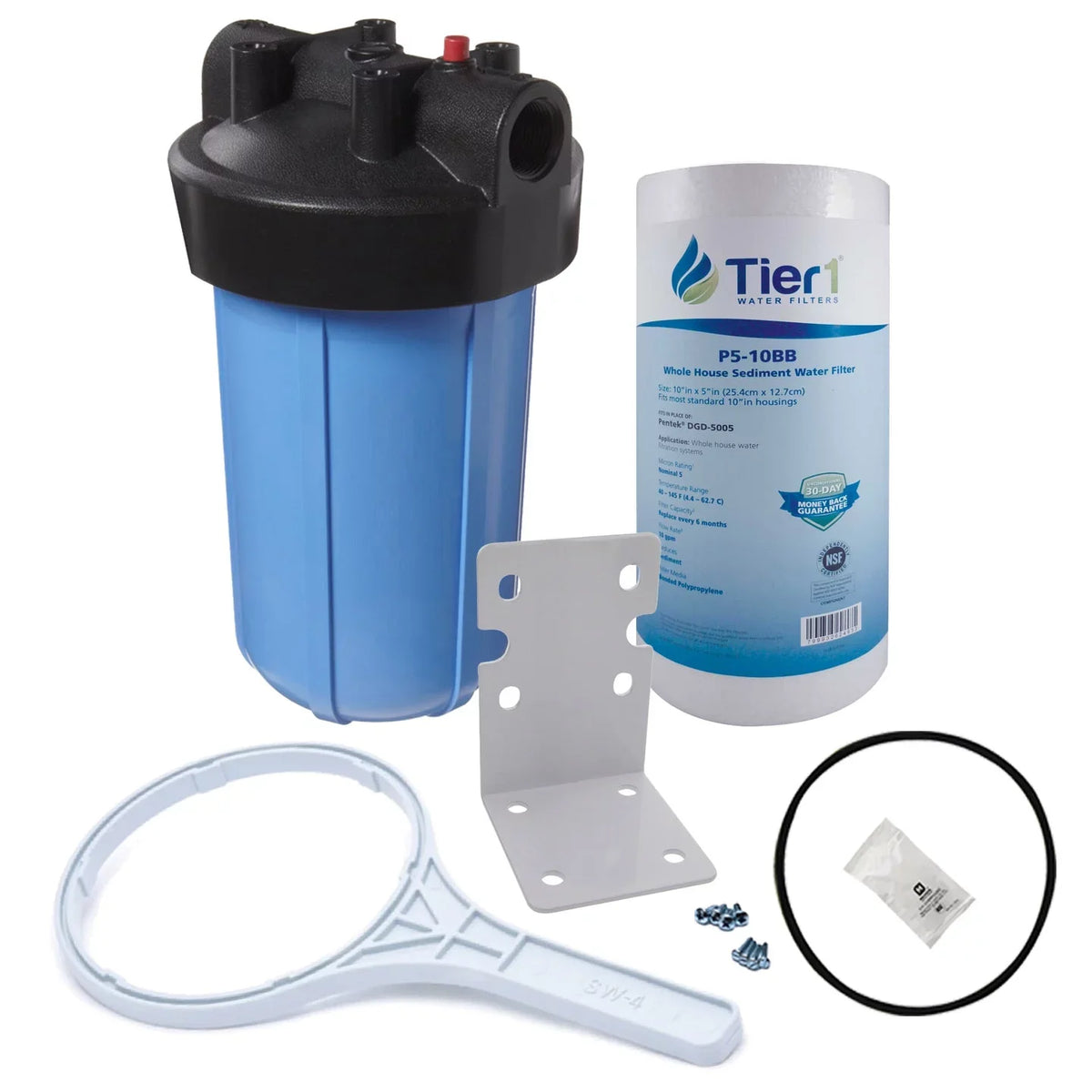 with with Cartridge Home Replacement Tier1 liquid liquid inch Filter Big PP Inch and Kit x Pressure 5 4.5 Micron Release Housing Compatible 10 DGD-5005, Inlet/Outlet) Sediment 10 Filter | inch Inch (1