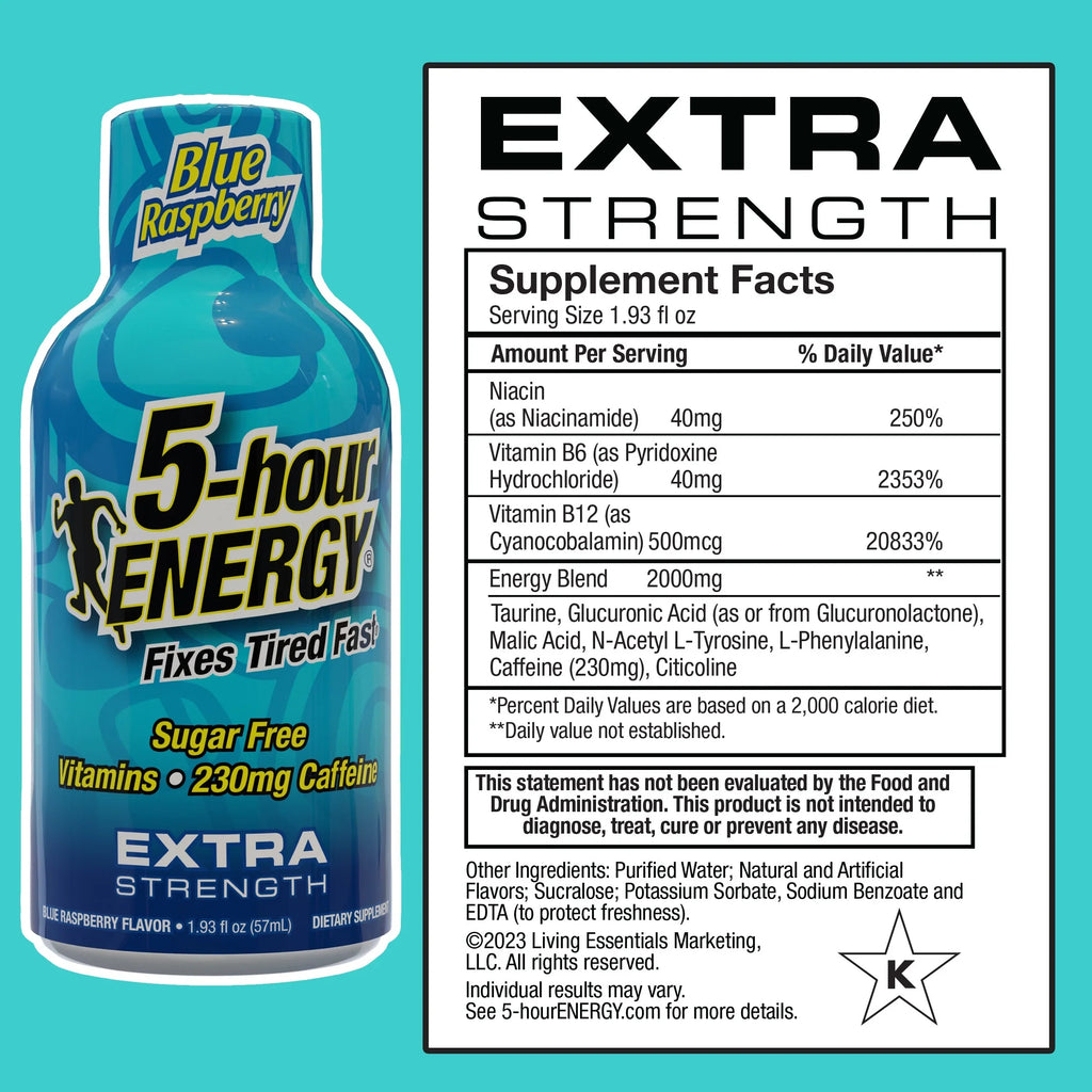ENERGY Shot, Strength, 12 Extra Blue Count Raspberry, 5-hour