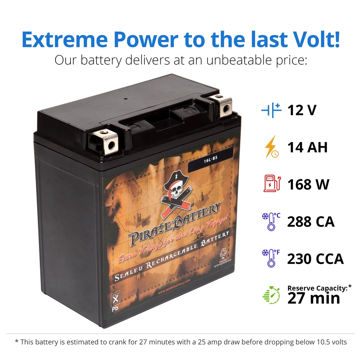 Volt,14 1995 YTX16L-BS CCA) Js750 230 Zx Sx Pirate 12 Battery Kawasaki Jet Battery Ski for Ah, (16L-BS