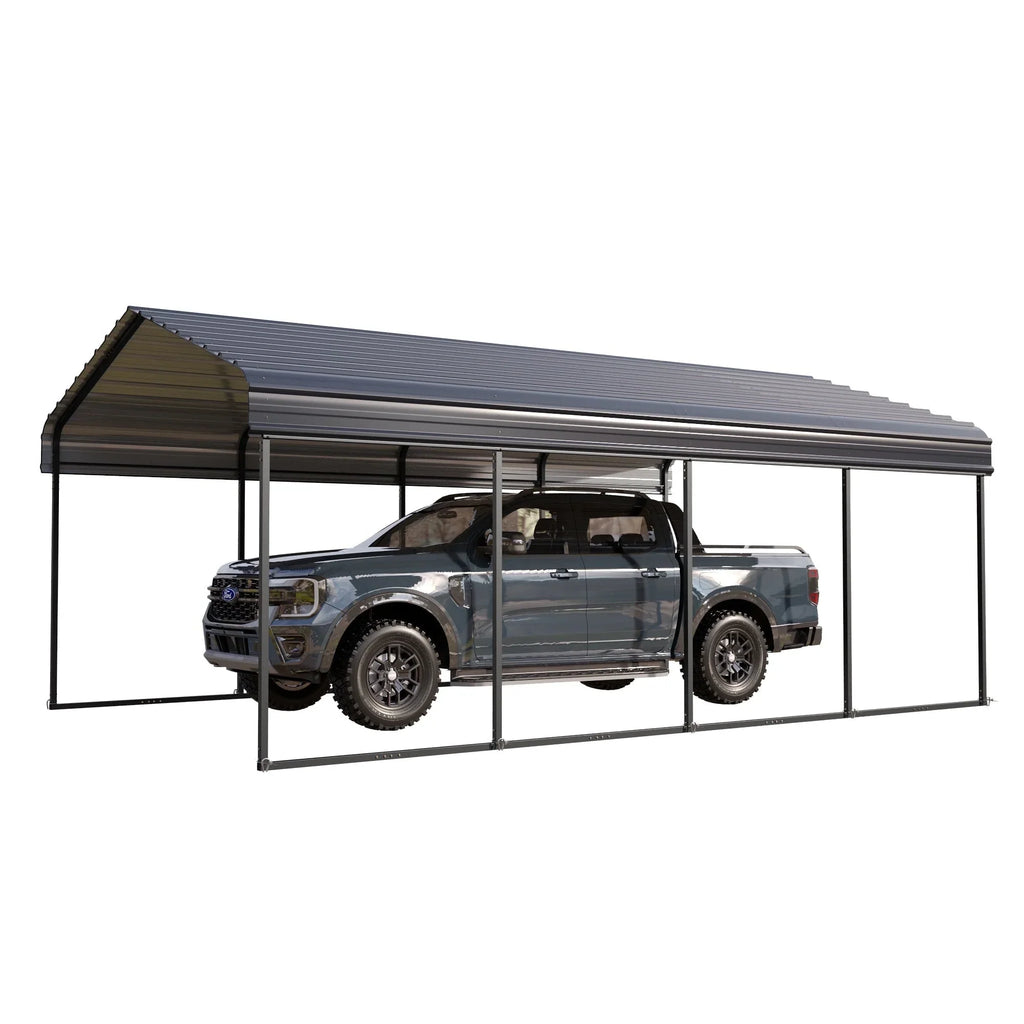 Carport Steel Galvanized Summit ft Car 12 Living Garage with Gray Storage Roof, Metal x Shelter, Heavy-Duty 20