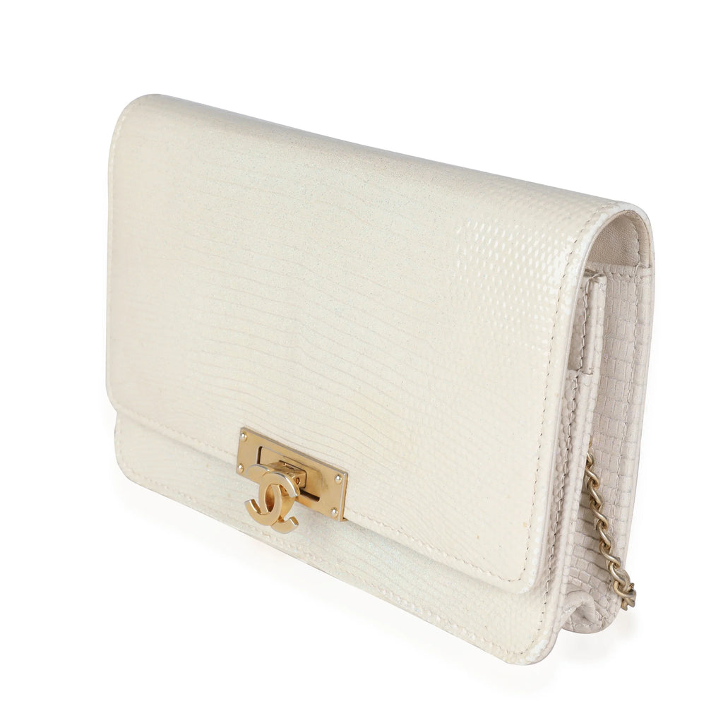 Pre-Owned on Class Gold Chain Metallic Wallet Lizard Golden