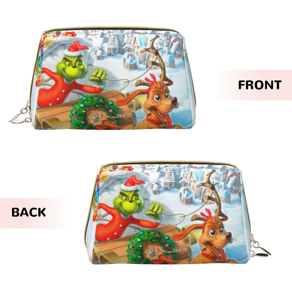 Pouch Grinch Storage Christmas Adventures Bag Bag Makeup Gift The Portable Purse Cosmetic Organizer Leather Toiletry Travel