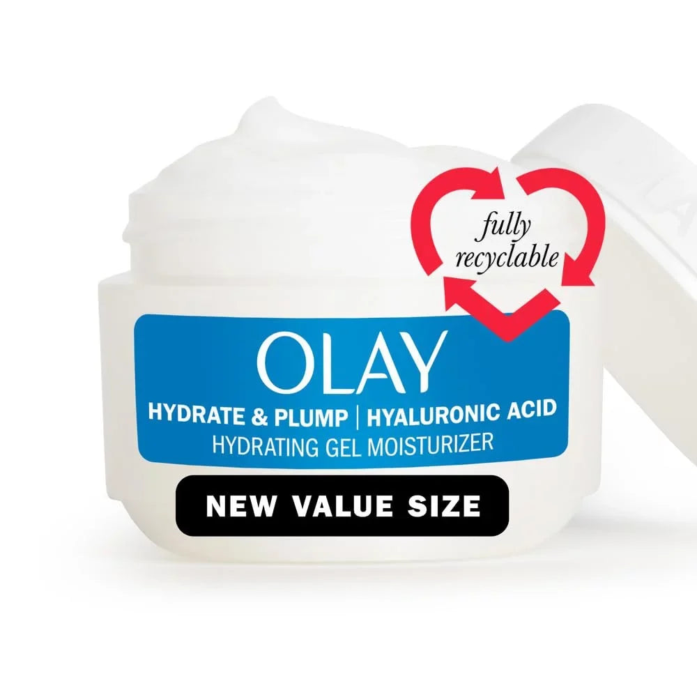 Moisturizer, 2 Moisturizer Niacinamide, Gel & Face Packaging Fragrance Hyaluronic Jar Gel And Plump Oz Free For With Dry Recyclable Skin Hydrating Eco Olay Acid Hydrate Hyaluronic