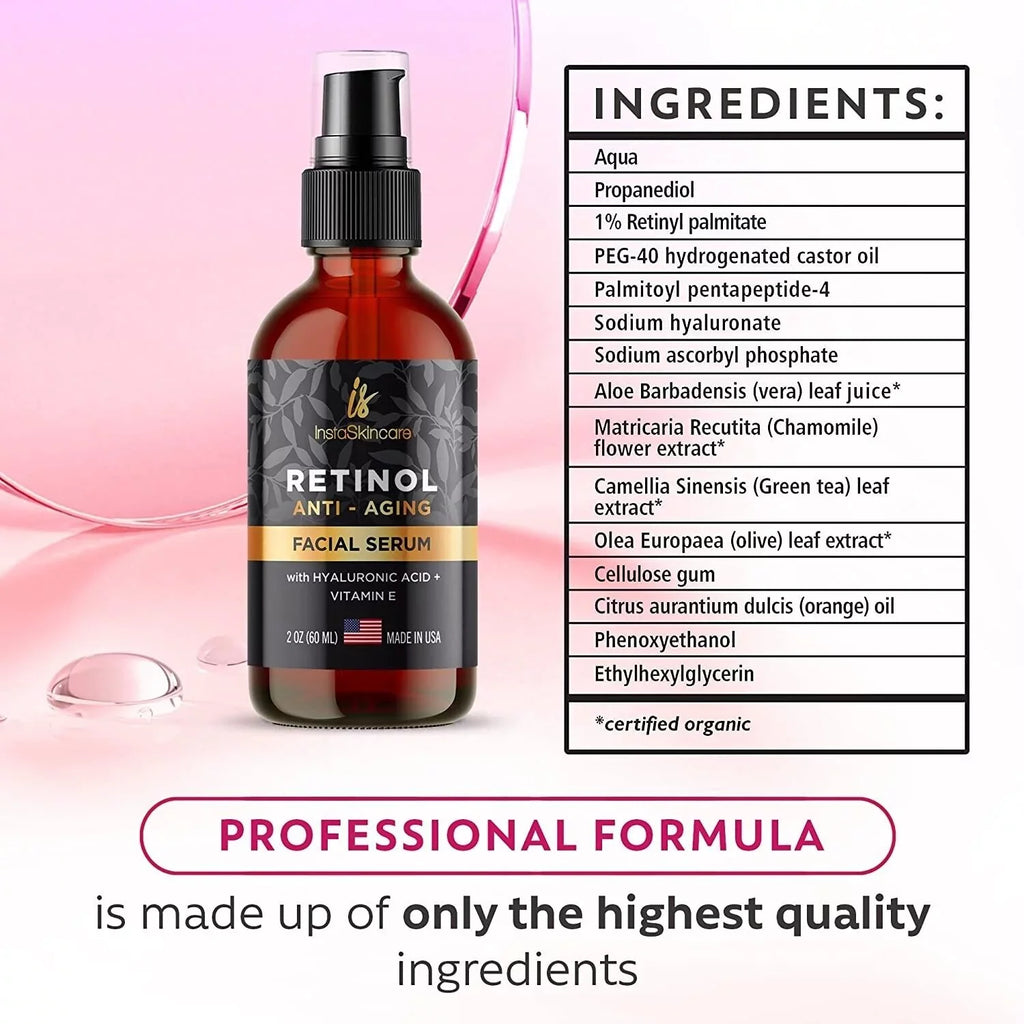 Retinol 2 A Hyaluronic Vera Face Aloe fl Aging oz Serum E For Anti Vitamin + Acid