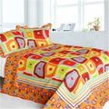 Orange Queen Full Fly & Quilt dimension Striped - Pieces Bedding Printed Set - Sparks Cotton Blancho Vermicelli-Quilted 3