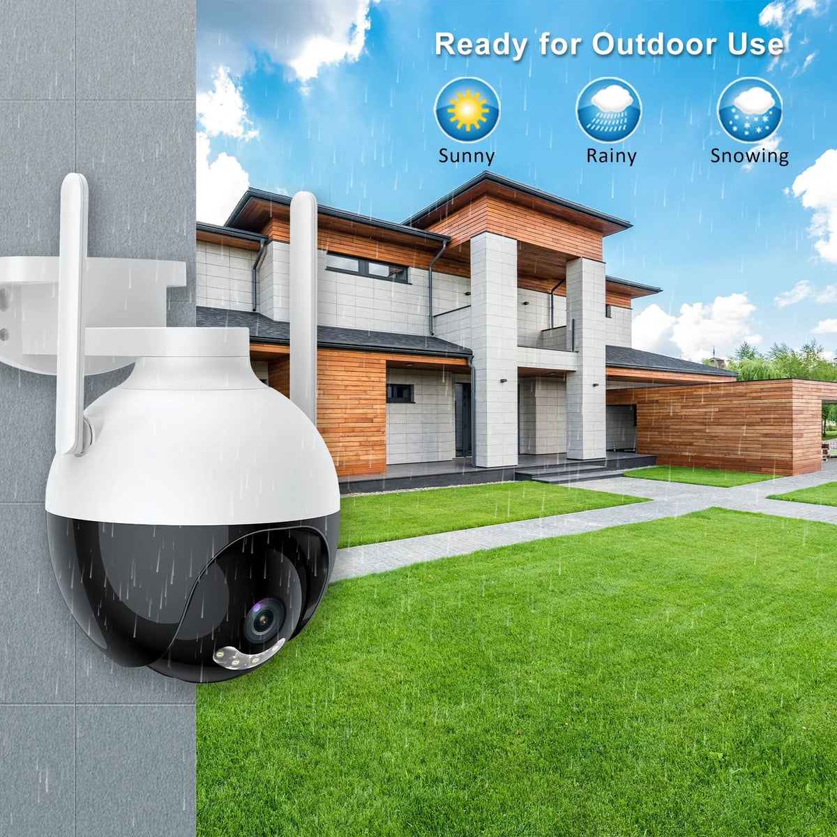 Night System Detection IP Access 4MP Waterproof Home WiFi 360° 2-Way IP66 Audio Lixada Remote View PTZ Vision Color Motion Wireless Camera