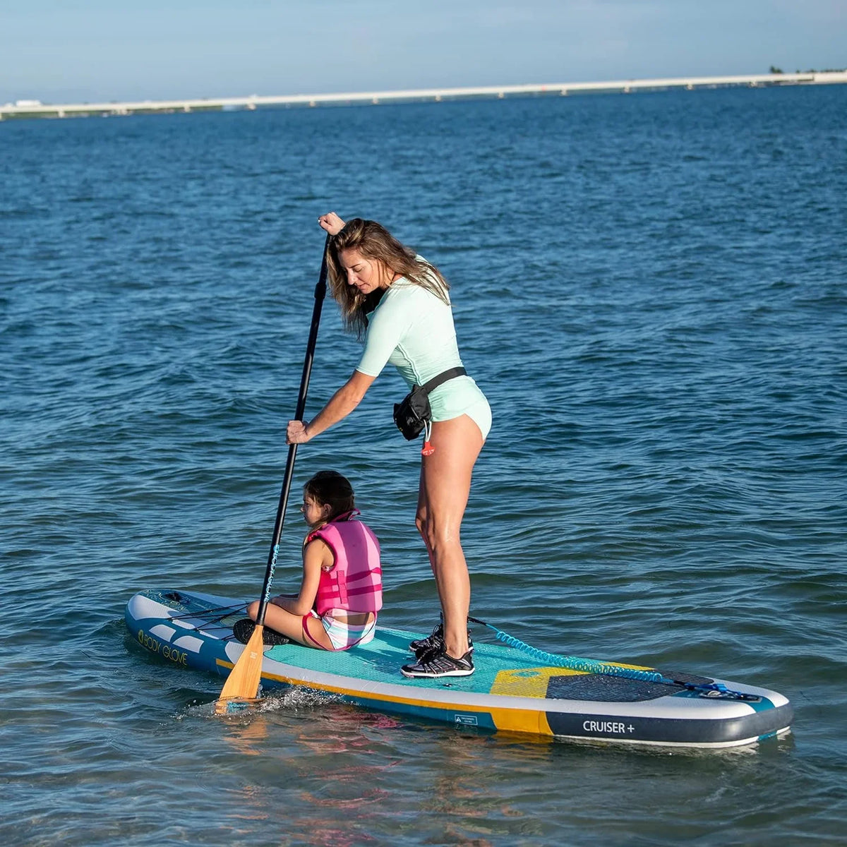 Board Stand Package, Up Cruiser Paddle Inflatable Glove Body White/Blue