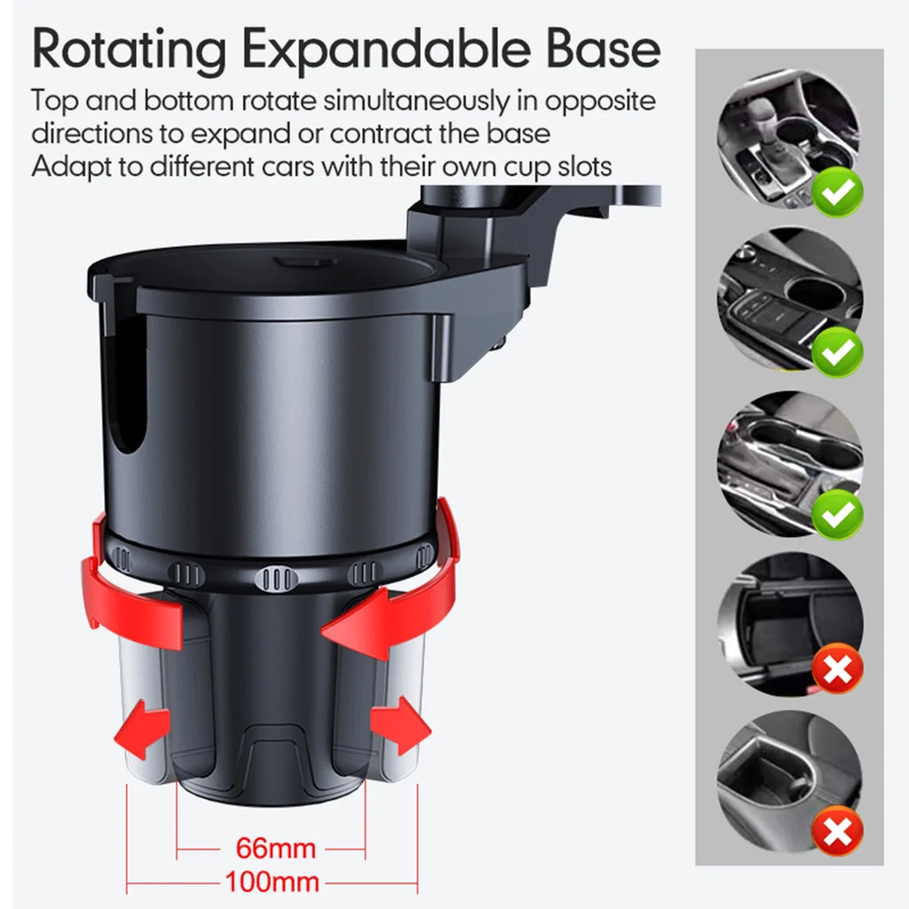 Auto Car Expander Mobile Holder, Back Car Convenient dimension for Travel OWSOO Cup Base, S, Front Organizer, 360° Adjustable Rotation with Multifunctional Phone Seat Holder, Tray,