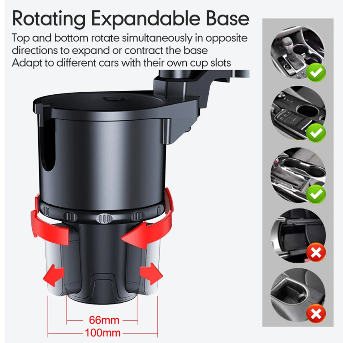 Auto Car Expander Mobile Holder, Back Car Convenient dimension for Travel OWSOO Cup Base, S, Front Organizer, 360° Adjustable Rotation with Multifunctional Phone Seat Holder, Tray,