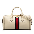 Leather Authenticated Pre-Owned Unisex Calf White Satchel (Good) Ophidia