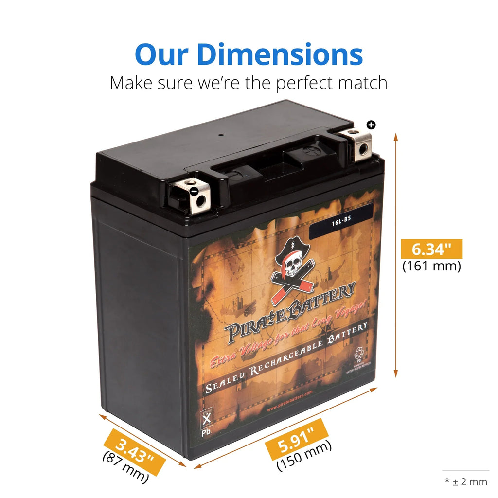 Volt,14 1995 YTX16L-BS CCA) Js750 230 Zx Sx Pirate 12 Battery Kawasaki Jet Battery Ski for Ah, (16L-BS