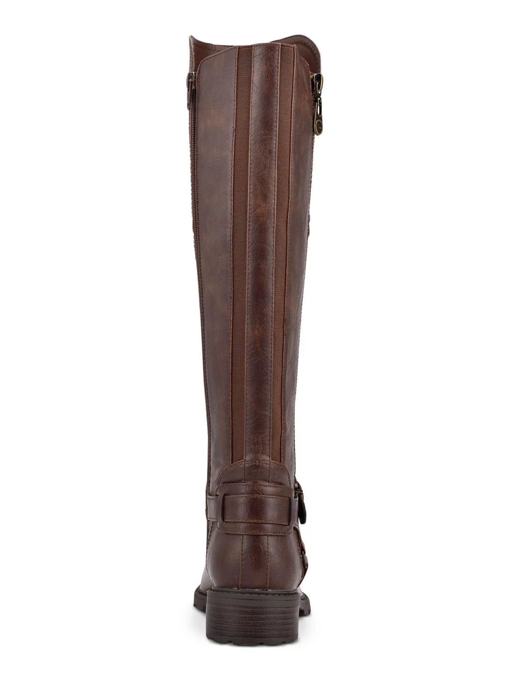 Platform GBG Zip-Up Gore Heel Womens Stretch Block Riding Buckle Tealin Brown Padded Boot Accent Accent M Toe 6 Round 1/2" Zipper
