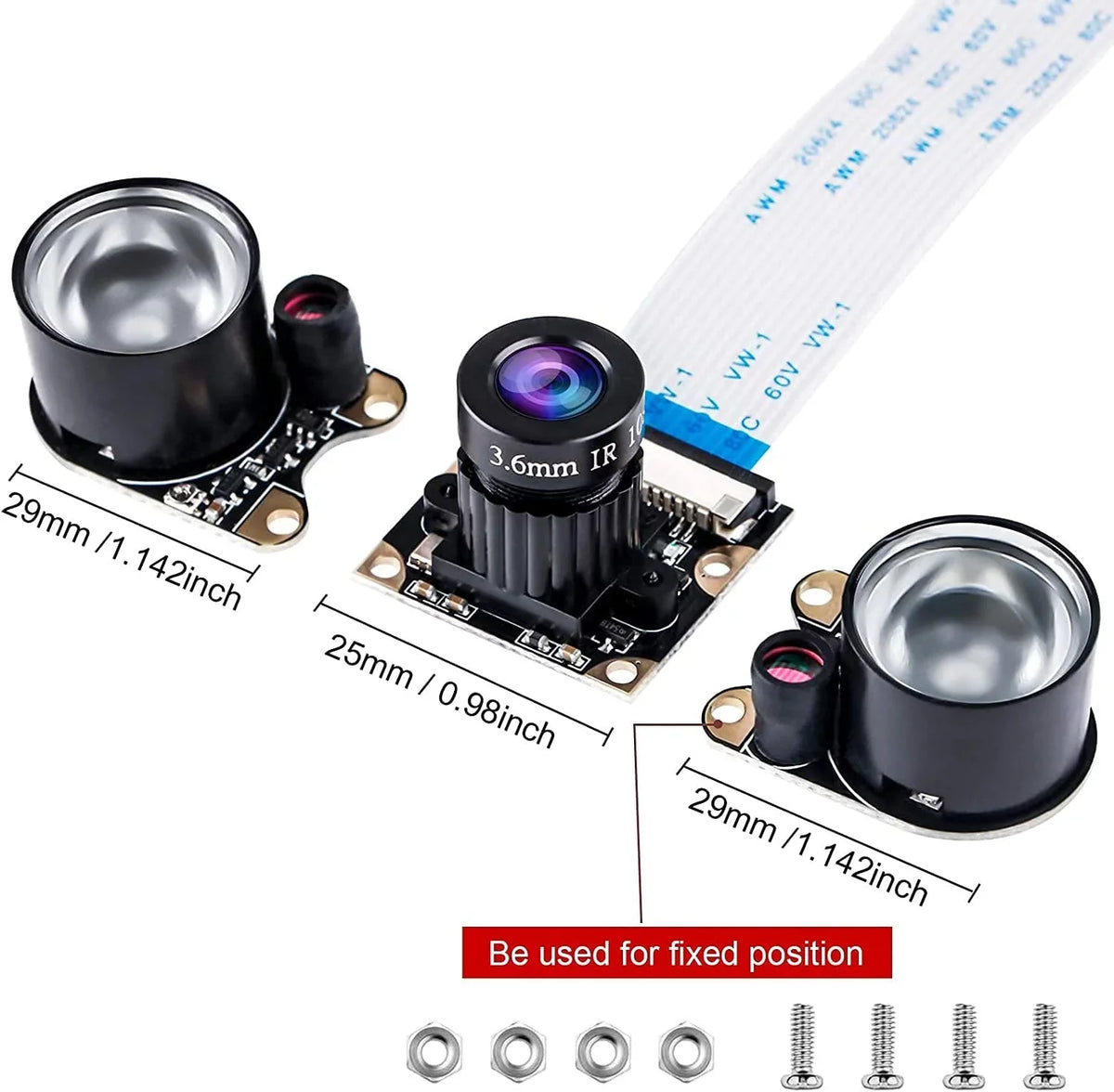 Camera 1080p OV5647 5MP Vision Raspberry Night Video Module Compatible Camera 4 Adjustable-Focus Pi Webcam