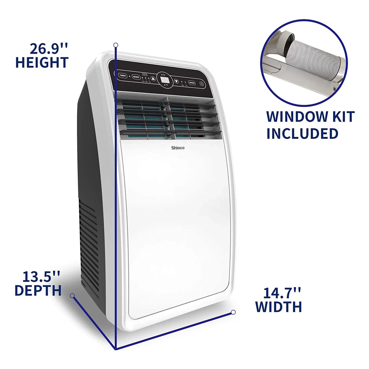 AC Unit, Rooms Fan Shinco for SqFt 200 Dehumidifier, 8,000 BTU and Portable