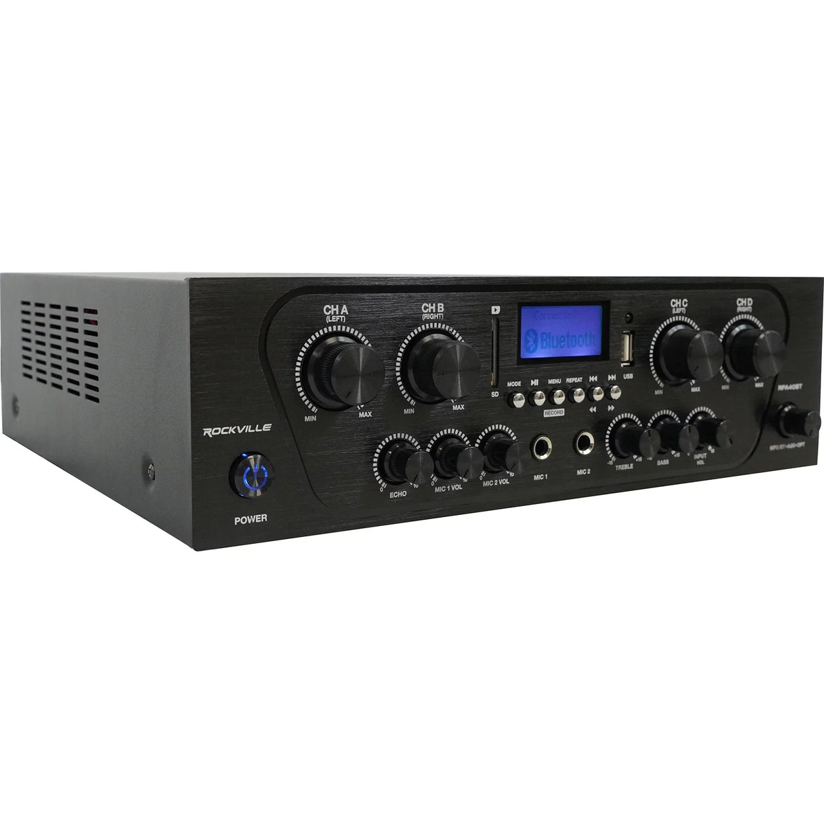 Wall Audio Rockville Kit 4-Room Home Speakers Receiver+(8) RPA40BT Black Slim