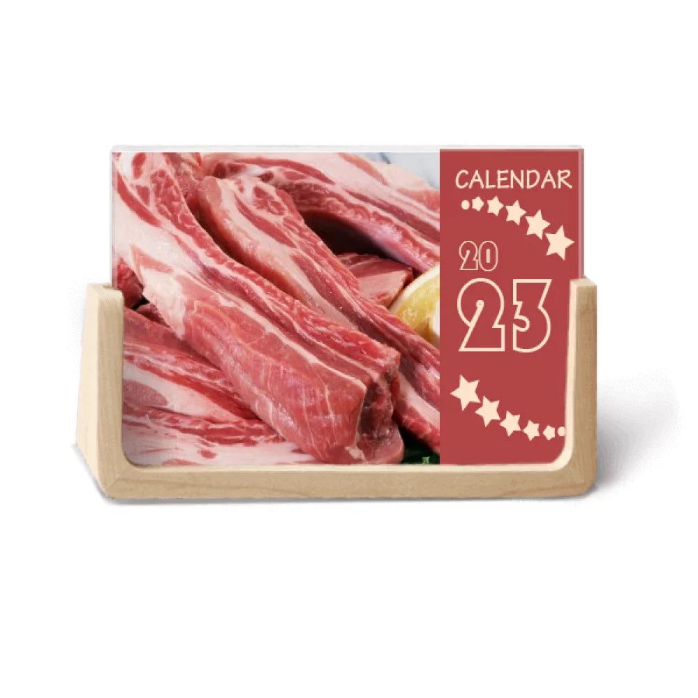 Desktop Chop 2023 Texture Raw Calendar Rib Desk Food Meat Decoration