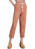 Veronica Beard Belted Karter Mocha Linen-Cotton Women's Pants, 12