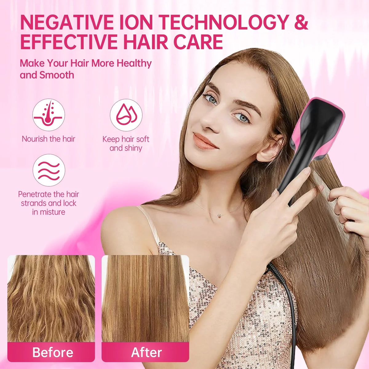 | One-Step Detangle, Smooth and Styler Hair(Black) Hair and Dry, Dryer