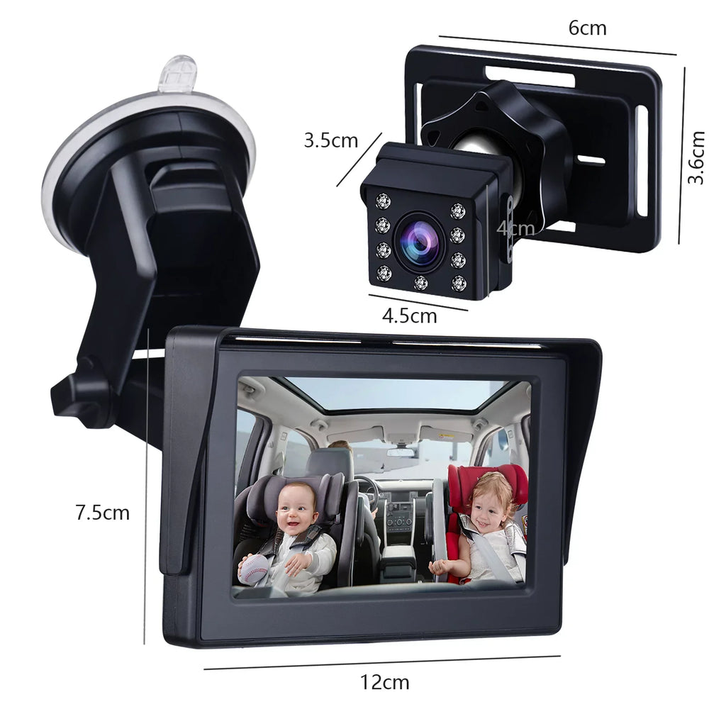 Car 1080P Crystal Seat Adjustable Mirror Inch Cameras Length View Long Cable Angle Clear 4.3 Wide Monitored Car Mirror Car Mirrors with Safety 5M