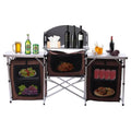 Storage Picnic Table Camping Portable Cabinet Kitchen Table Rack Cooking Folding