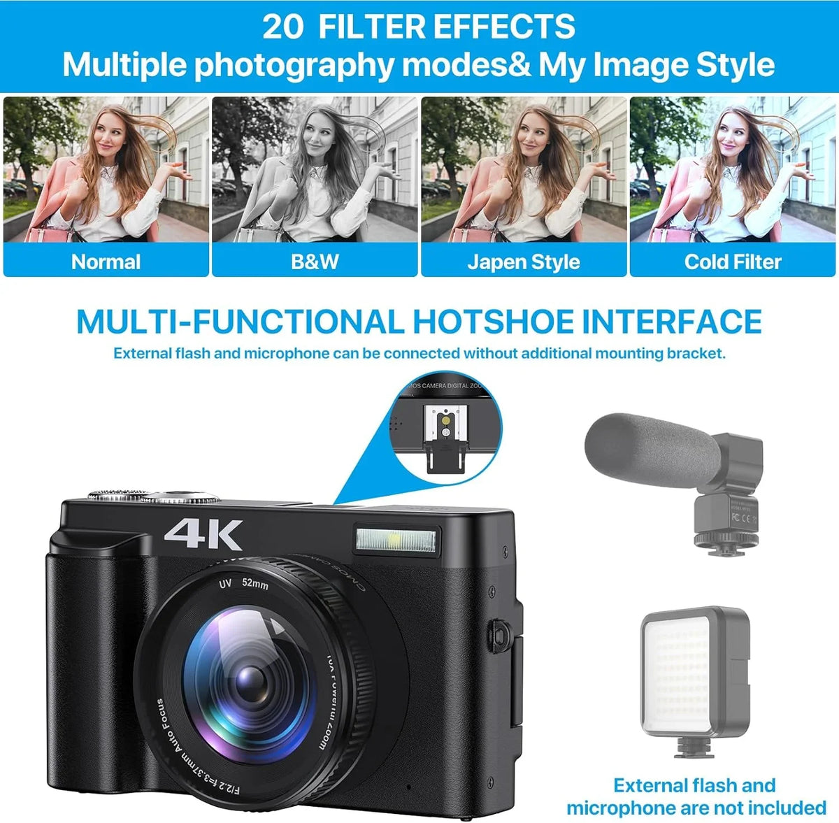16X Autofocus Vlogging YouTube Video 48MP Camera Camera Digital 32GB for Card Cameras with Digital 4K Zoom Photography for