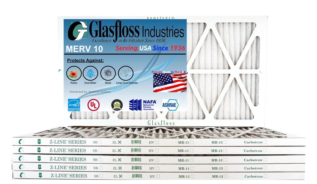 USA - (Actual 10 inch) - Filter Made Glasfloss Air dimension: 17.5 -Qty:6 18x30x1 in x - Furnace MERV 29.5x7/8