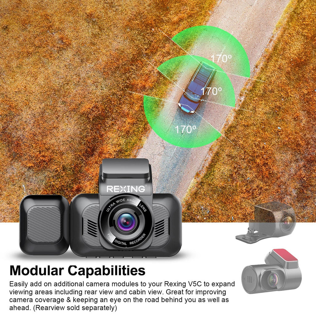 V5C Capabilities, Cam 1080p 4K Camera Dash and w/ Wi-Fi, Modular Front & GPS Cabin