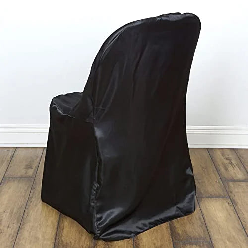 50 Reception Chair Leading It Covers Special Folding pc Wedding Restaurant Party - Black - Sparkles Satin Make Linens Banquet