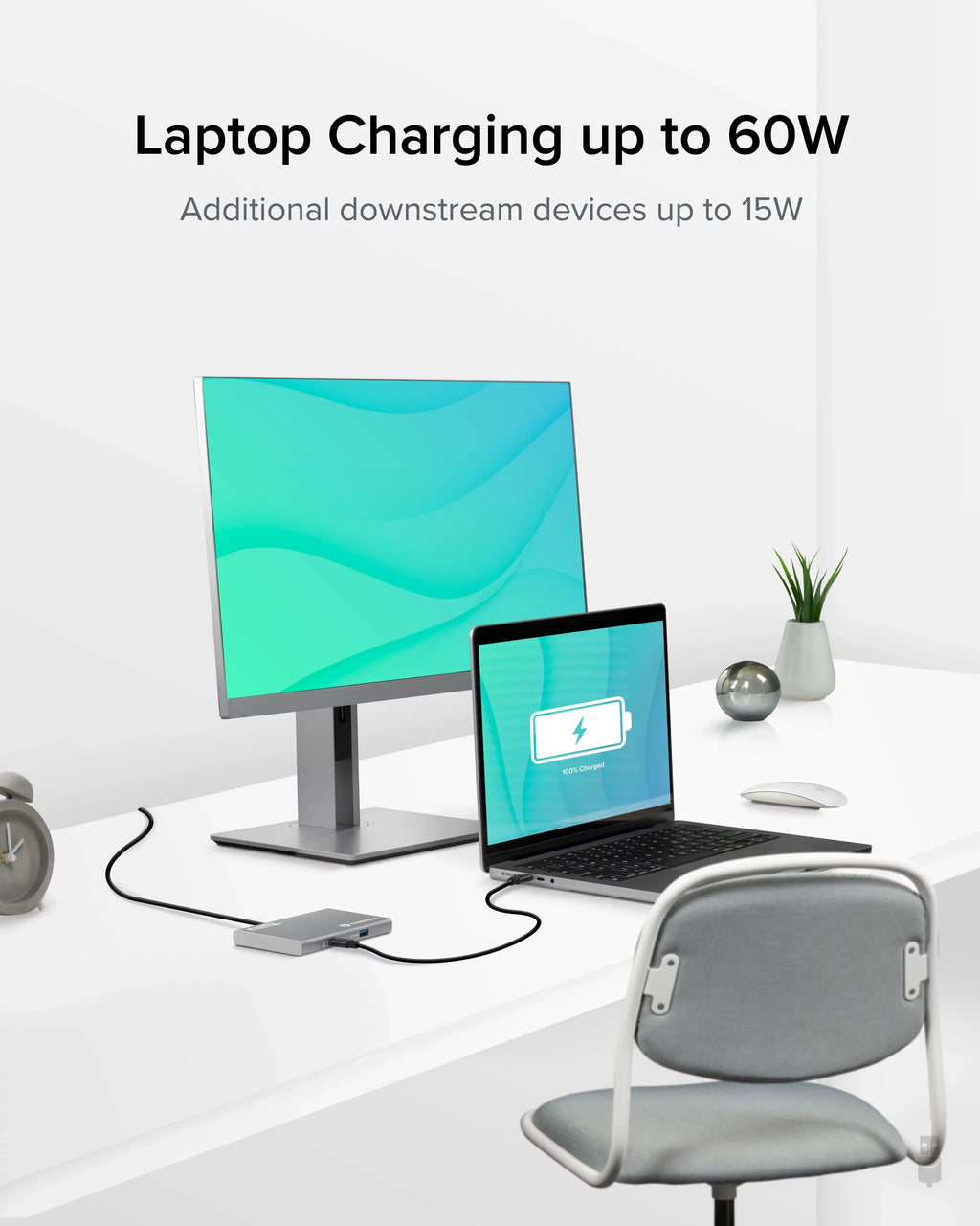 Adapter) with 4 5-in-1 Compatible with USB-C Macs Dual Charging, Thunderbolt 8K Hub Thunderbolt HDMI or Plugable USB4 60W 4 / Display, Thunderbolt (1x USB4 Single to 4K Windows and