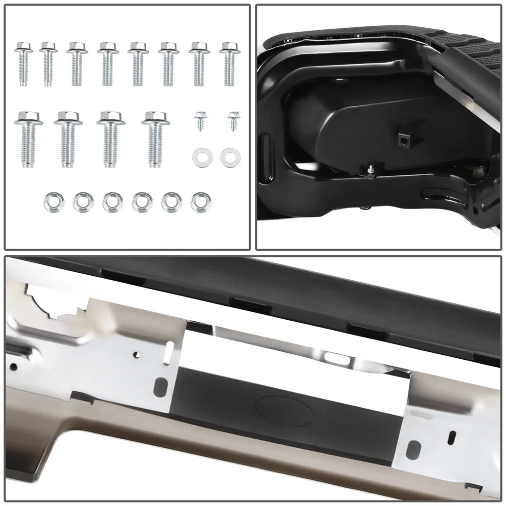 Step Bumper Sensor STEPBUM-10068 Sierra Silverado With For Parking 2019-2023 Rear Chrome DNA Holes Motoring