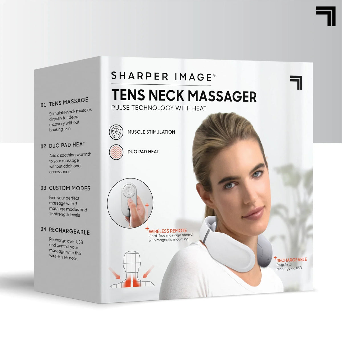 Heat & Battery Life 3 & Intensity Image® Massage Neck Soothing Therapy Hour 4 Muscle Pain 15 USB With Levels, Stimulator Remote, with Tens Rechargeable, Relief Modes Wireless Sharper