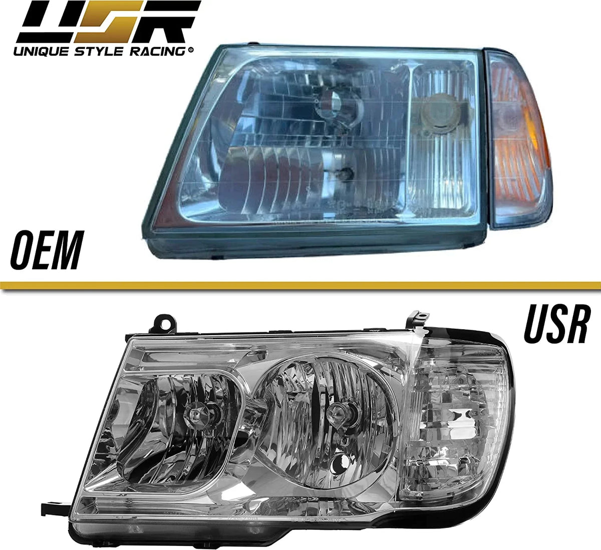 100 Headlights + Compatible with Set FJ100 design (Euro Design) DEPO FJ - (Left Land 1998-2005 Piece Right) Toyota Corner Clear Cruiser with ONE USR Headlamps