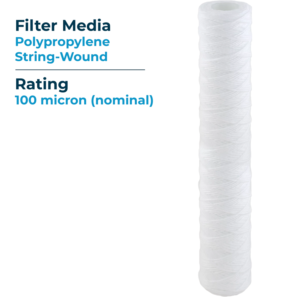 SpiroPure SWC-25-20100 String-Wound Filter Polypropylene Cartridge Sediment (Case of 100 liquid Micron SP-CW100-20 20) 20x2.5