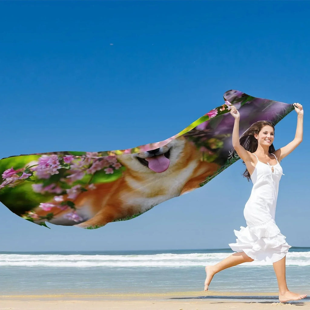 Scarf Wrap Silk Women Hyjoy Dog Neck Scarves Girls Flowers Shawl In Lightweight Lying for Long