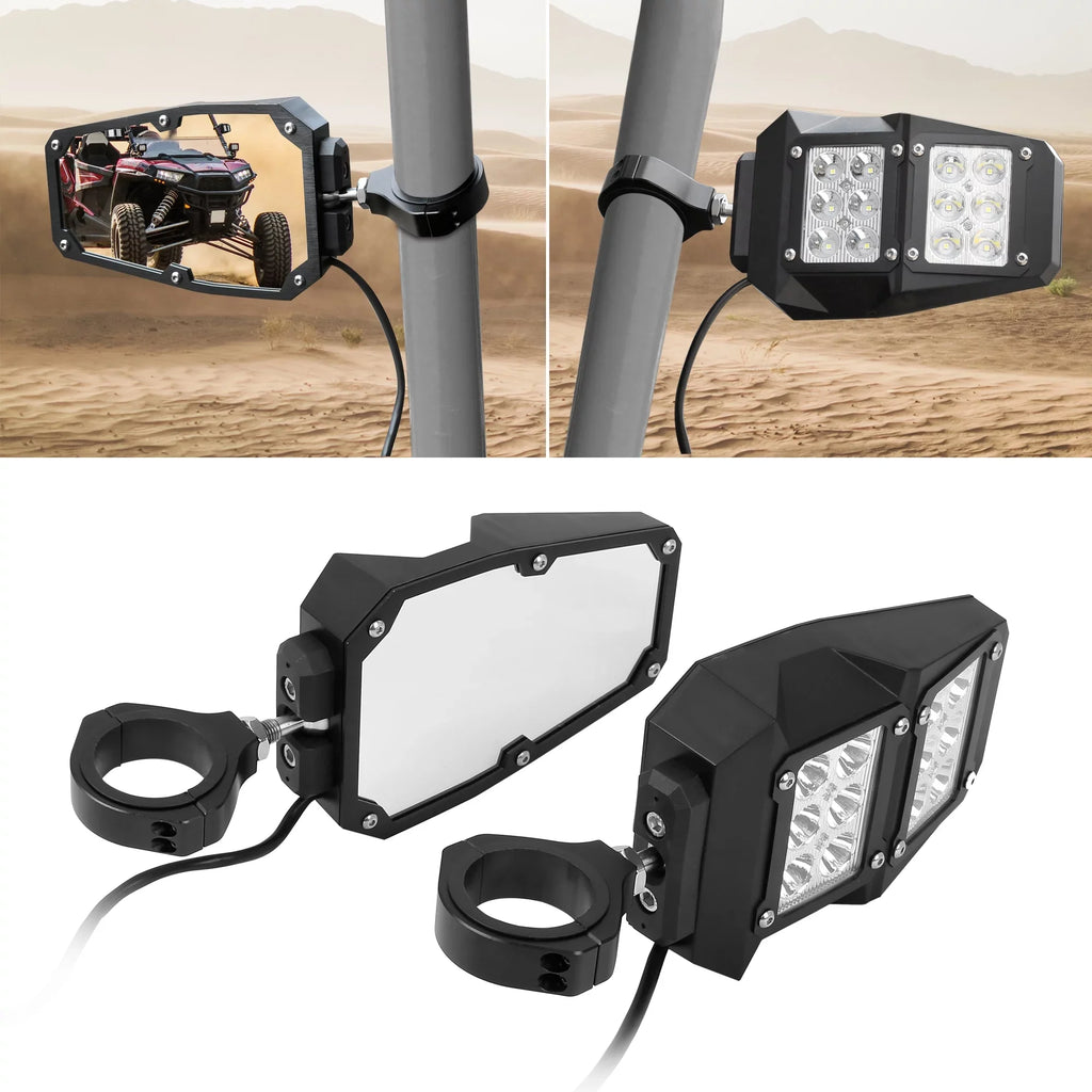 6.3" w Cage UTV Roll for 1.75" Black Light Rear View Round Yamaha Bargains Mirror Unique Pair