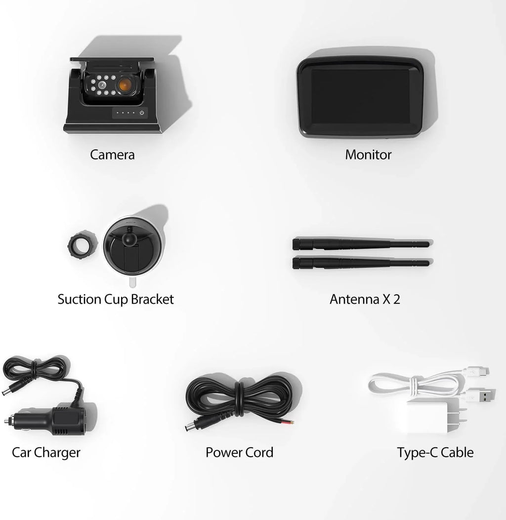 Backup IR Drilling Night Solar Camera No Vision 1080P xRoose Rear 2-Min Wireless Magnetic View 5''HD Installation CTYC5 Camera Waterproof Monitor