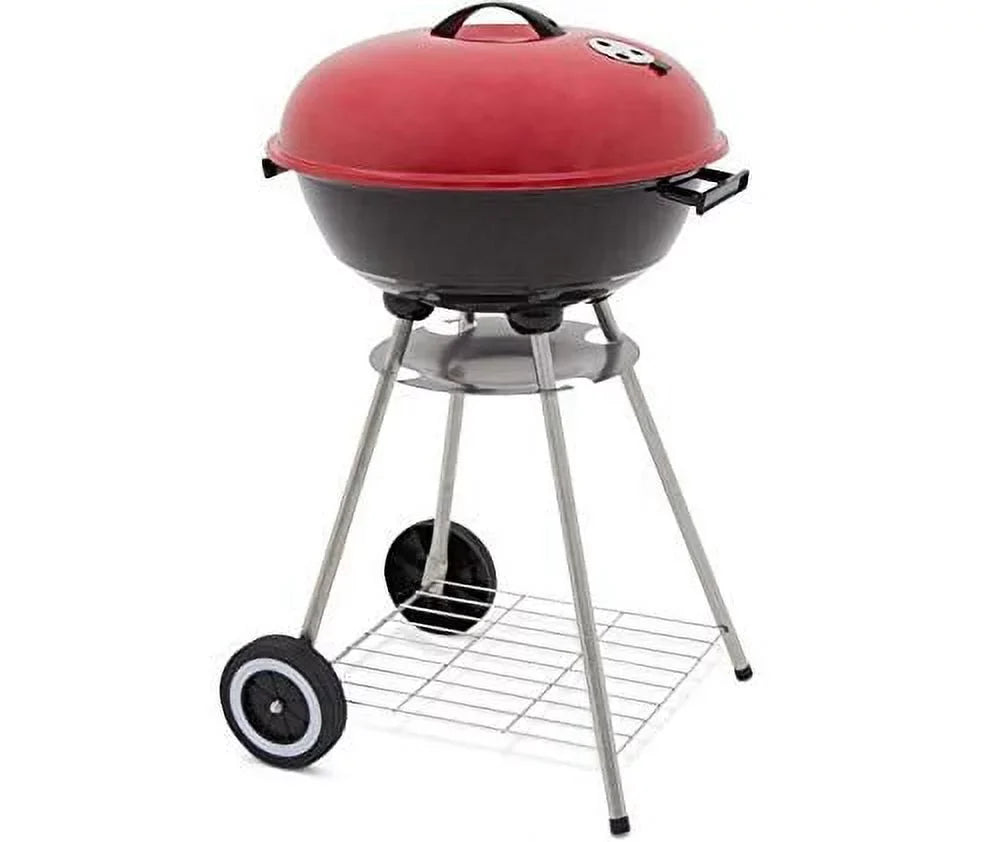 Steel Charcoal Heavy Large Barbecue 18x31 Grill Legs Ash Color BBQ alp Portable Catcher Red/Black Classic W/Wheels