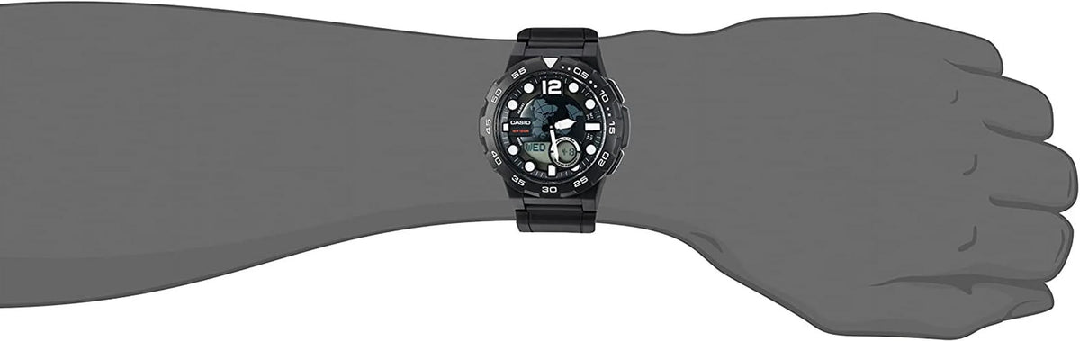 Watch, Men's Ana-Digi Black, Dive AEQ100W-1AVCF design
