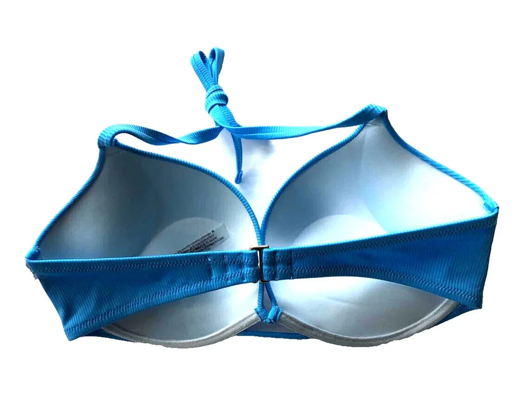 Swim Push Add-2-Cups Up Bikini Halter Bombshell dimension Victoria's Top Secret Capri Blue NWT 32A