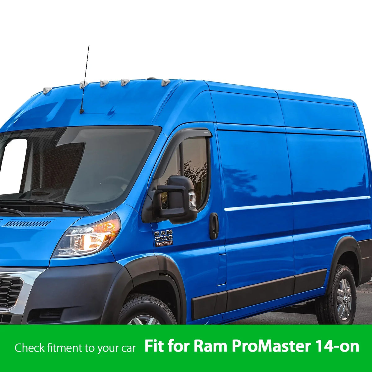 2014-2024, Car pcs Rain Vent Tape-on Goodyear GY008711 Visors, Deflector, Window Window Vent 2 Accessories, - ProMaster Ram for Deflectors Visor, Shatterproof Guards,