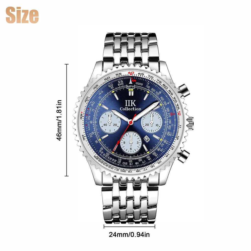 Men Waterproof Watch Stainless De Hombre Relojes Quartz Luminous Bracelet Steel