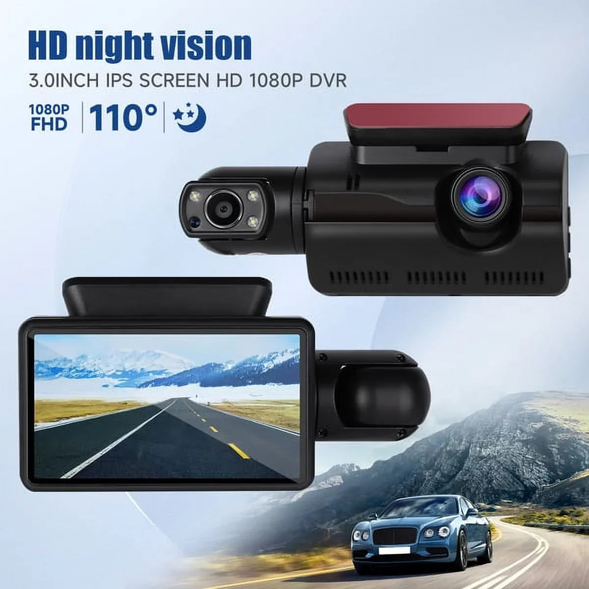 Camera Recording, Vision Dash 170° G-Sensor Night Rear, Front and Loop Wide Angle, 1080P Dash Cam SYTHERS