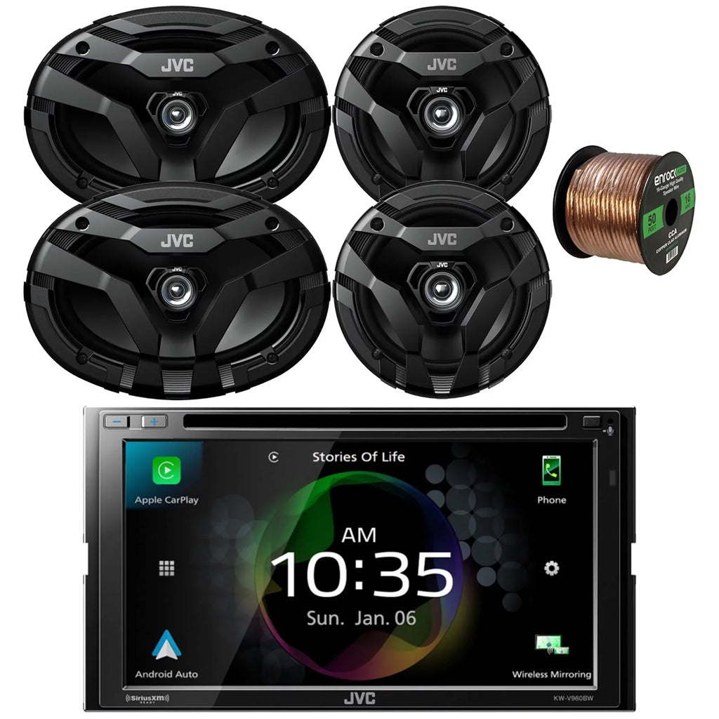Car 6.5" Radio USB 400W Receiver Speakers, AM/FM Bluetooth DIN Speakers, Double Coaxial 6x9" Wire 2x Bundle Car Dual 300W 16G Audio Player KW-V960BW JVC 2-Way Speaker 2x Combo Vehicle CD/DVD with
