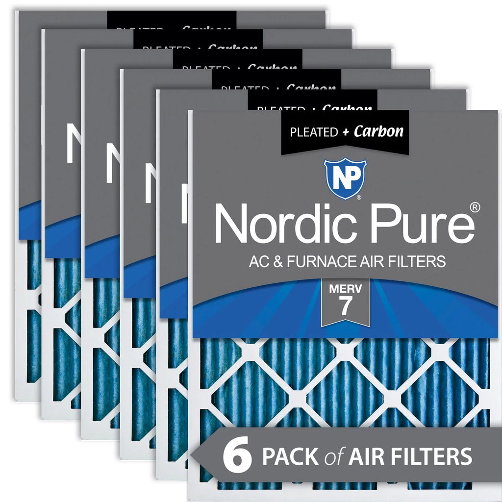 Nordic Pure Filters Pleated 7 16x16x1 Plus 6 MERV Air Carbon Pack
