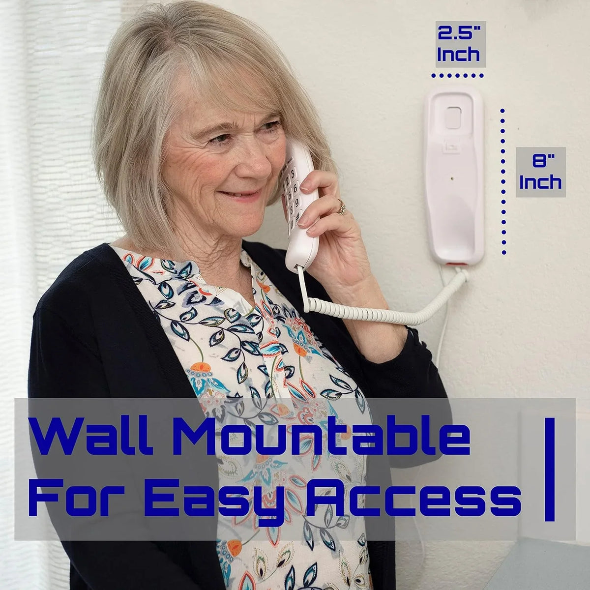 Ringer for Impaired Seniors for Loud - - Wall - Big - Landline Call Button Tyler Phone Mountable Corded